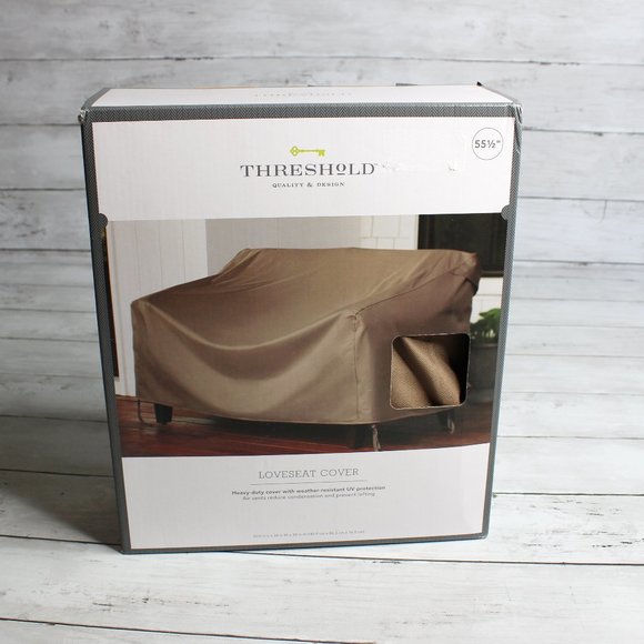 Threshold Loveseat Sofa Cover 55" Heavy Duty Weather Resistant Brown UV - Picture 1 of 3